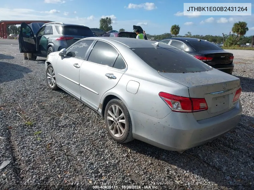 2011 Lexus Es 350 VIN: JTHBK1EG0B2431264 Lot: 40435171