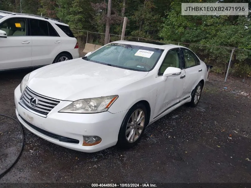 2011 Lexus Es 350 VIN: JTHBK1EGXB2471996 Lot: 40449524