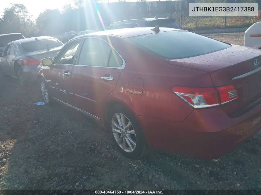 JTHBK1EG3B2417388 2011 Lexus Es 350