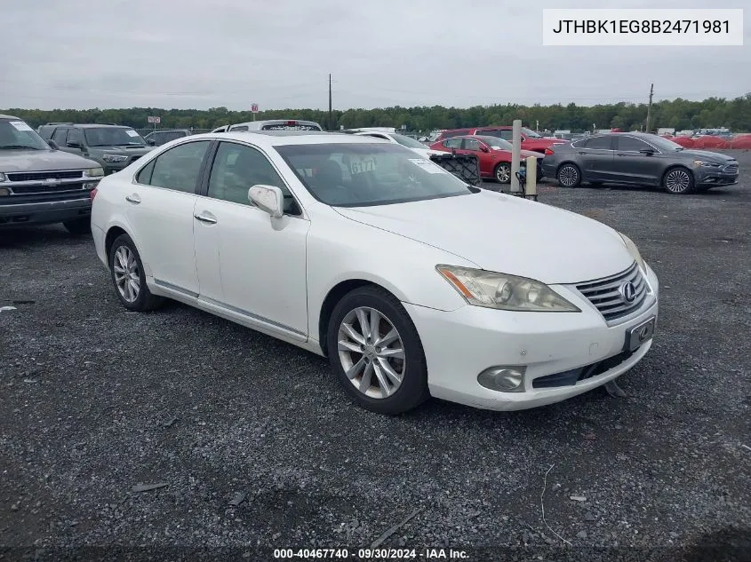 JTHBK1EG8B2471981 2011 Lexus Es 350 350