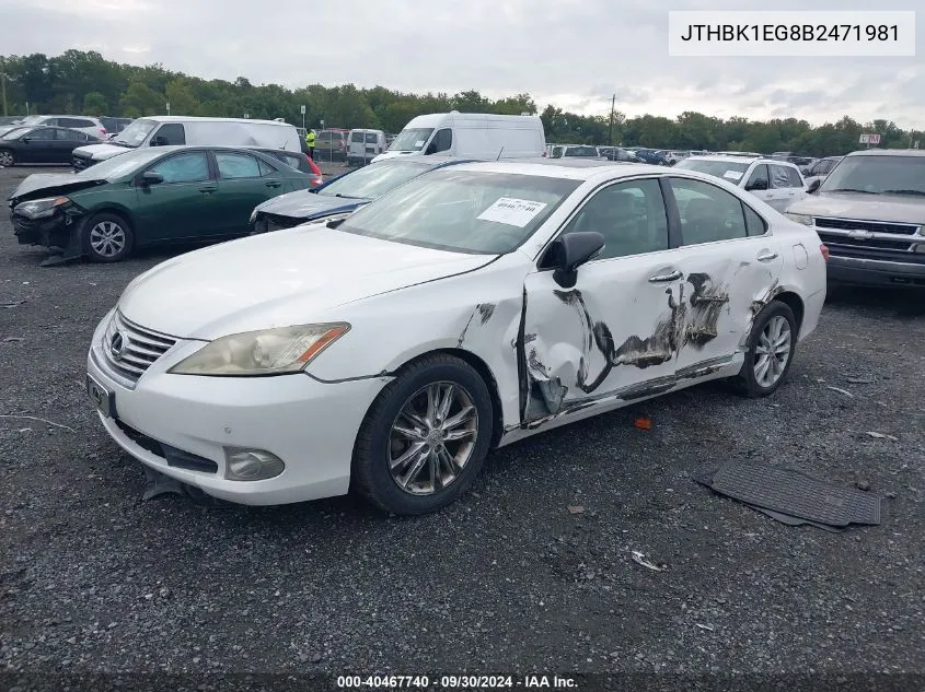 2011 Lexus Es 350 350 VIN: JTHBK1EG8B2471981 Lot: 40467740