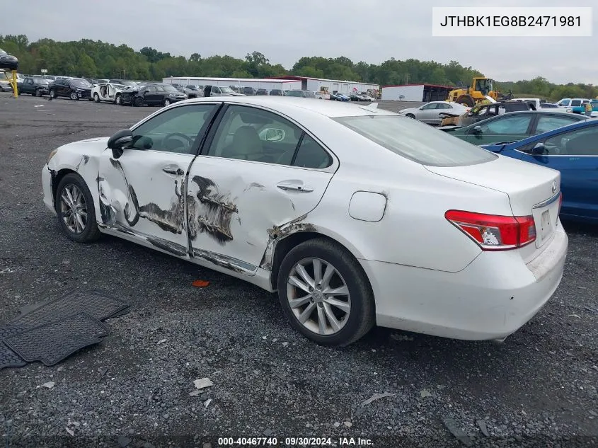 2011 Lexus Es 350 350 VIN: JTHBK1EG8B2471981 Lot: 40467740