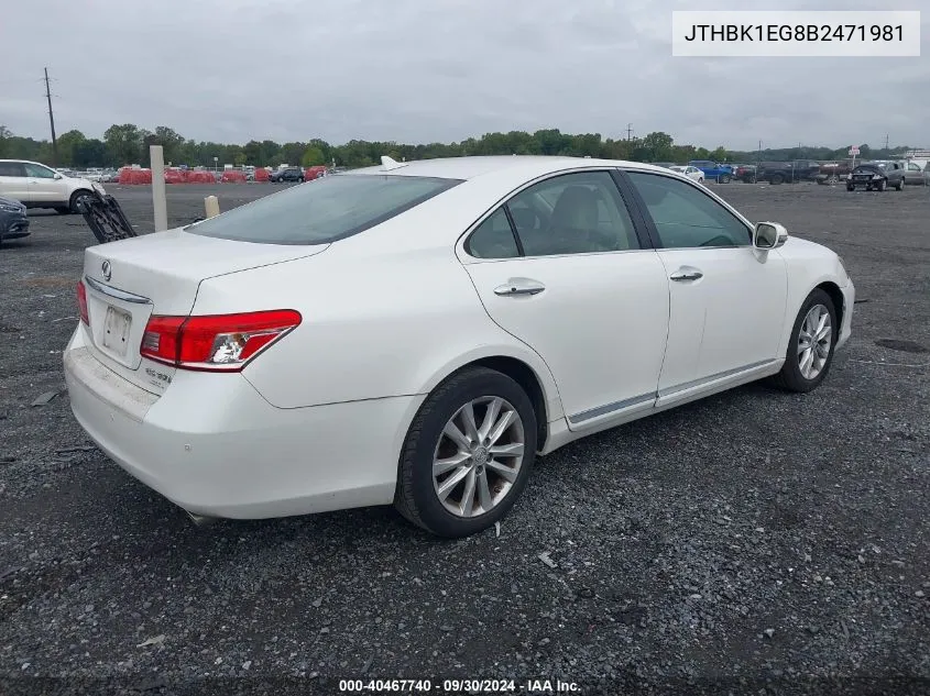 2011 Lexus Es 350 350 VIN: JTHBK1EG8B2471981 Lot: 40467740