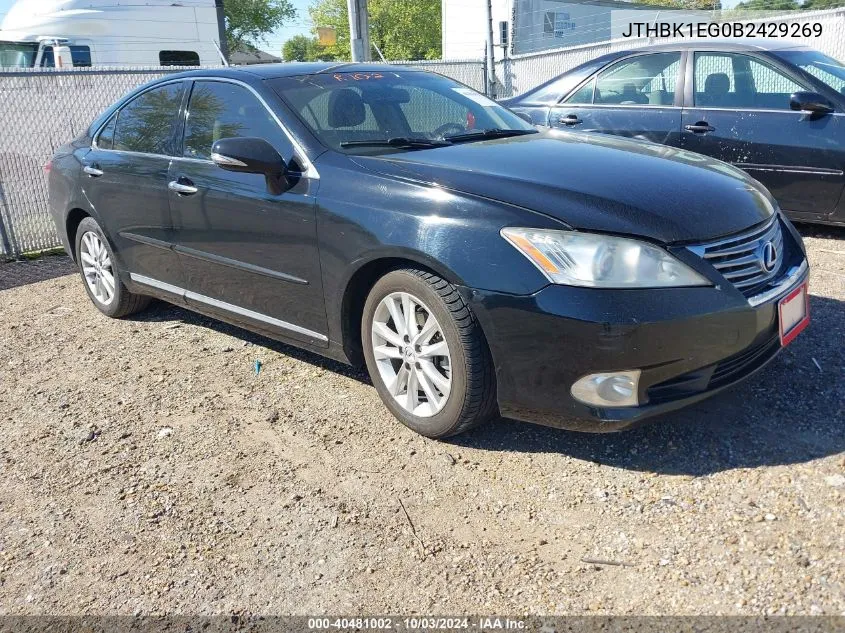 2011 Lexus Es 350 VIN: JTHBK1EG0B2429269 Lot: 40481002