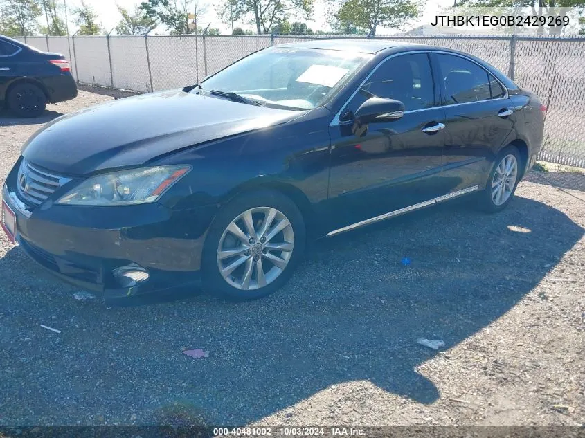 2011 Lexus Es 350 VIN: JTHBK1EG0B2429269 Lot: 40481002