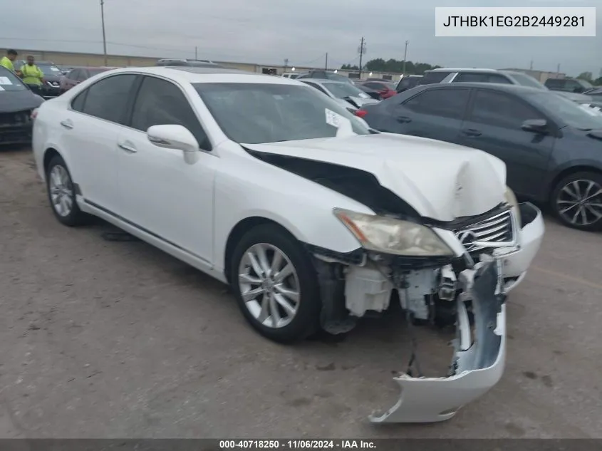 2011 Lexus Es 350 VIN: JTHBK1EG2B2449281 Lot: 40718250