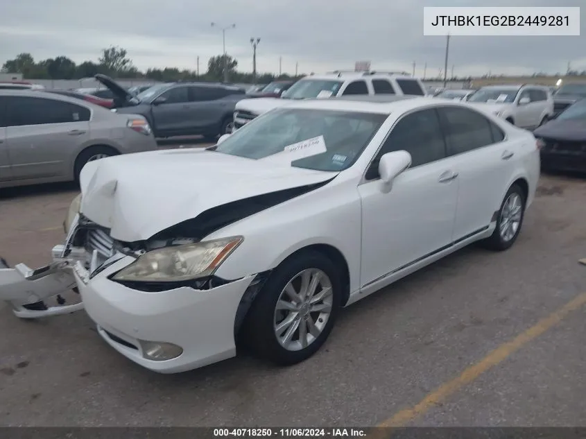 2011 Lexus Es 350 VIN: JTHBK1EG2B2449281 Lot: 40718250