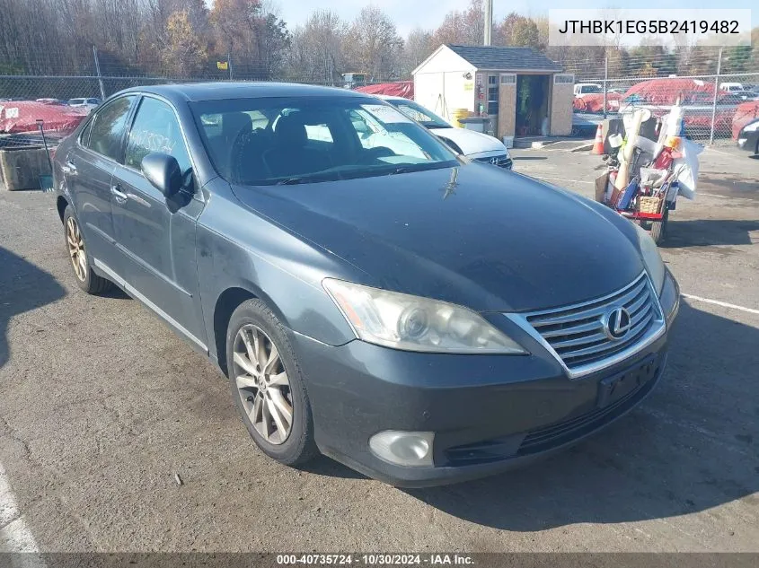 2011 Lexus Es 350 VIN: JTHBK1EG5B2419482 Lot: 40735724