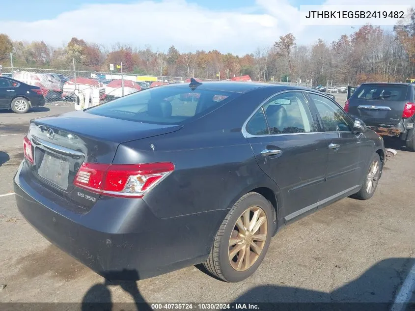 2011 Lexus Es 350 VIN: JTHBK1EG5B2419482 Lot: 40735724