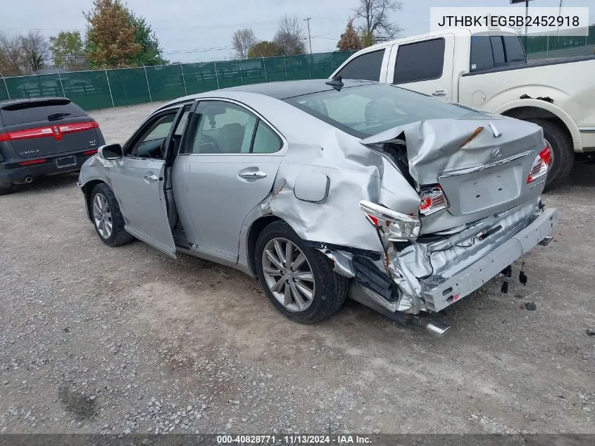 2011 Lexus Es 350 VIN: JTHBK1EG5B2452918 Lot: 40828771