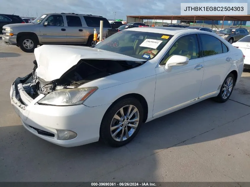 2012 Lexus Es 350 VIN: JTHBK1EG8C2504303 Lot: 39690361