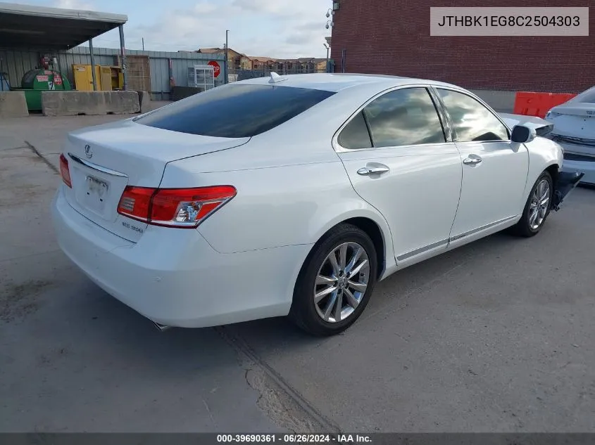 2012 Lexus Es 350 VIN: JTHBK1EG8C2504303 Lot: 39690361