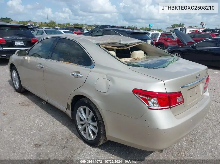 2012 Lexus Es 350 VIN: JTHBK1EGXC2508210 Lot: 39914072