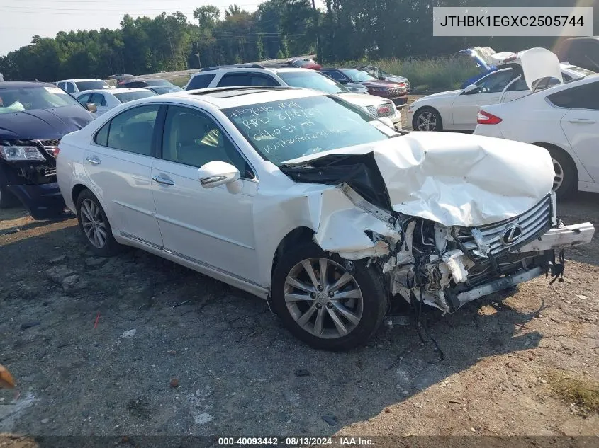 2012 Lexus Es 350 VIN: JTHBK1EGXC2505744 Lot: 40093442