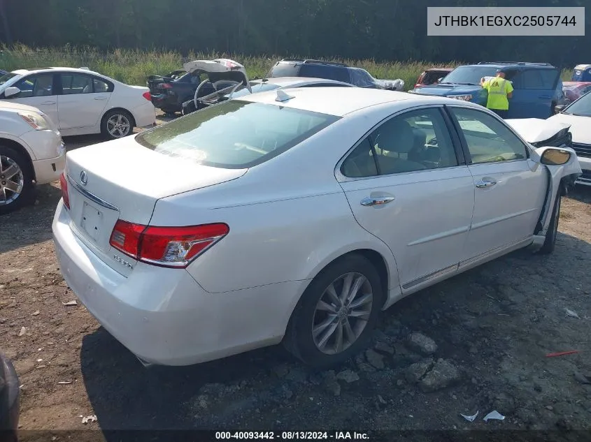 2012 Lexus Es 350 VIN: JTHBK1EGXC2505744 Lot: 40093442