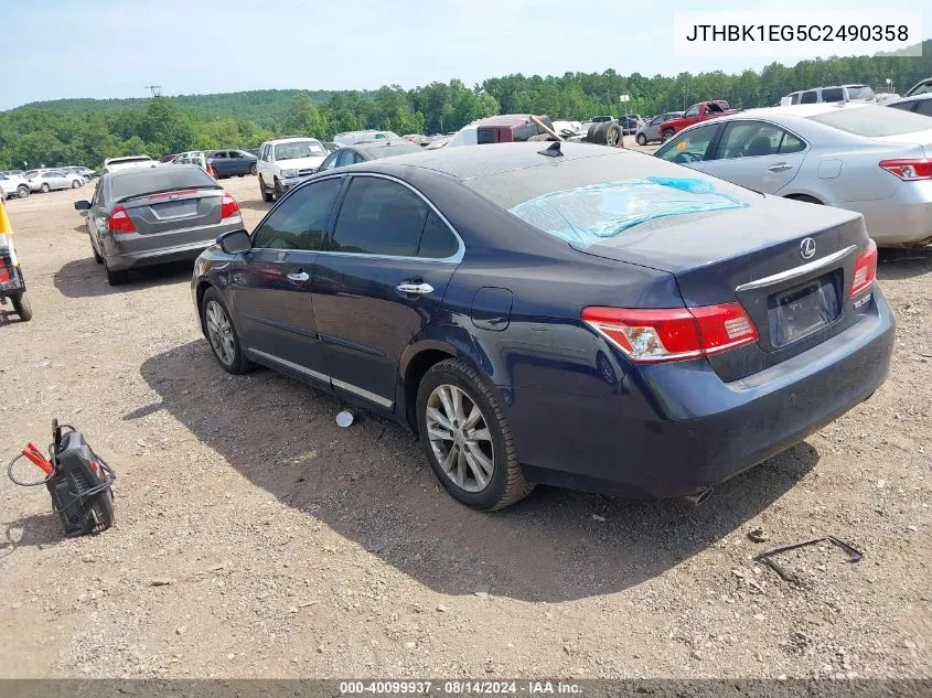 2012 Lexus Es 350 VIN: JTHBK1EG5C2490358 Lot: 40099937