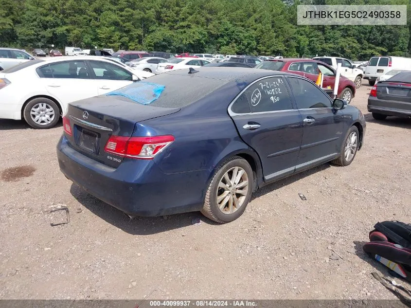 2012 Lexus Es 350 VIN: JTHBK1EG5C2490358 Lot: 40099937