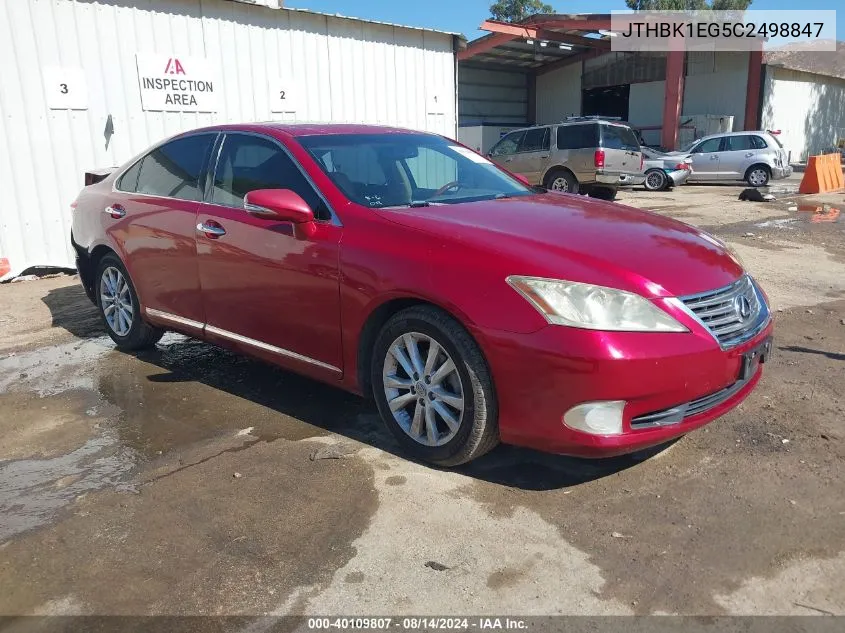 2012 Lexus Es 350 VIN: JTHBK1EG5C2498847 Lot: 40109807