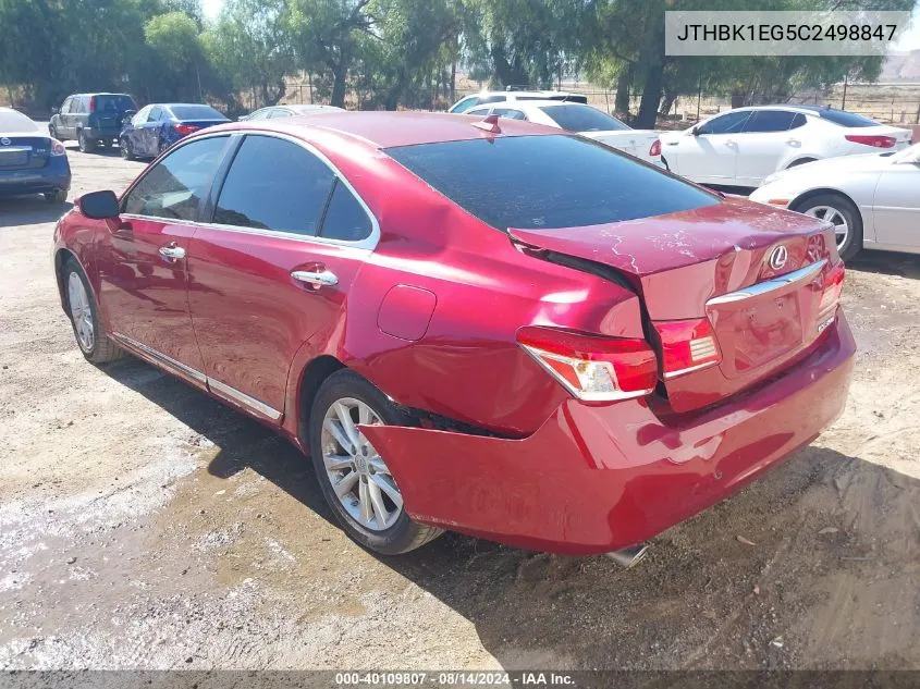 2012 Lexus Es 350 VIN: JTHBK1EG5C2498847 Lot: 40109807