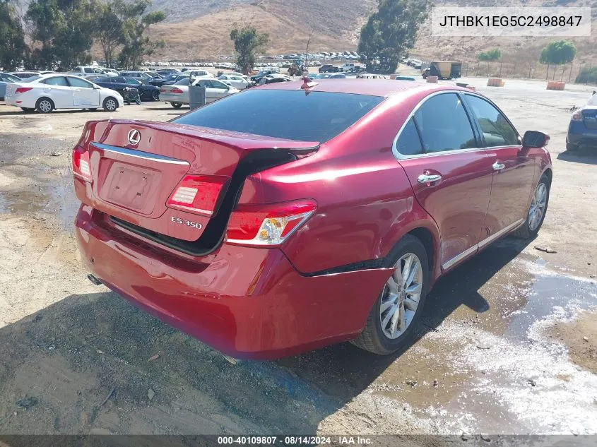 2012 Lexus Es 350 VIN: JTHBK1EG5C2498847 Lot: 40109807