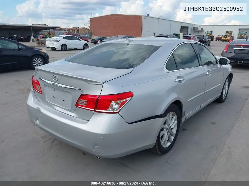 JTHBK1EG3C2500952 2012 Lexus Es 350