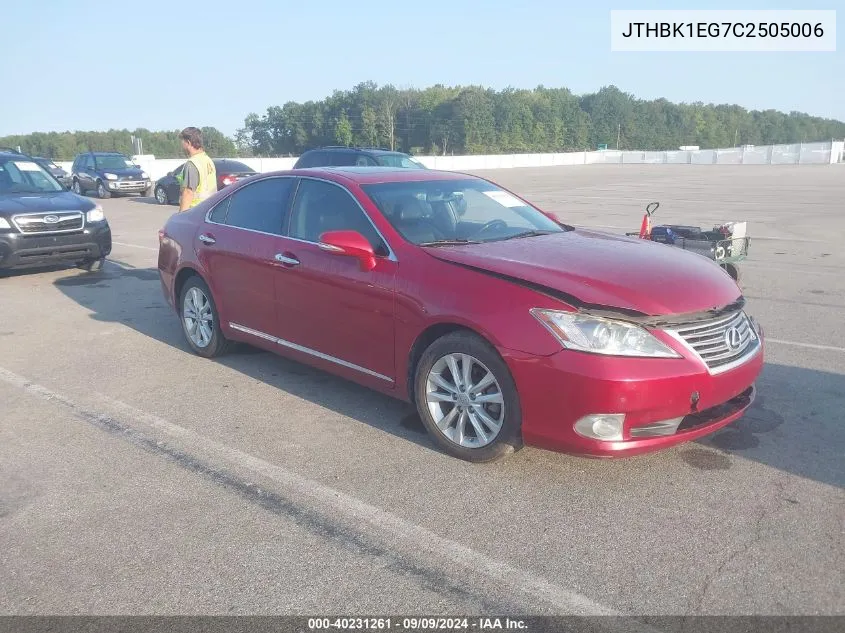 2012 Lexus Es 350 VIN: JTHBK1EG7C2505006 Lot: 40231261