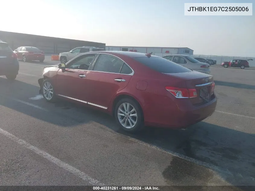 2012 Lexus Es 350 VIN: JTHBK1EG7C2505006 Lot: 40231261