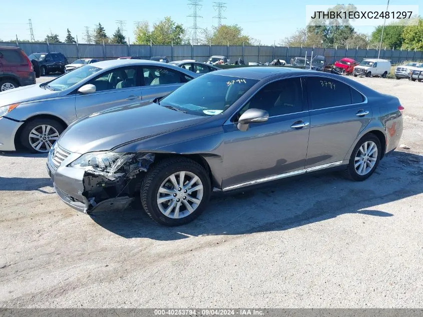 2012 Lexus Es 350 VIN: JTHBK1EGXC2481297 Lot: 40253794