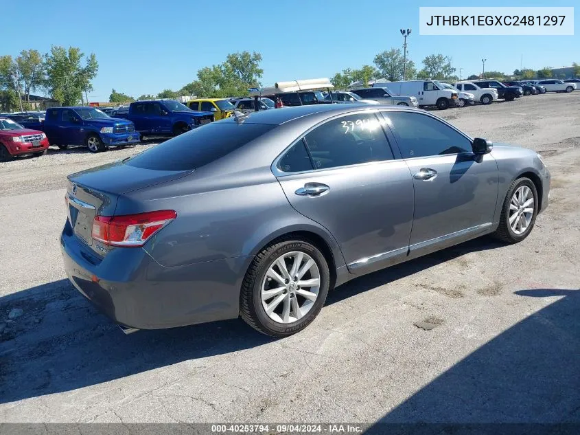 2012 Lexus Es 350 VIN: JTHBK1EGXC2481297 Lot: 40253794