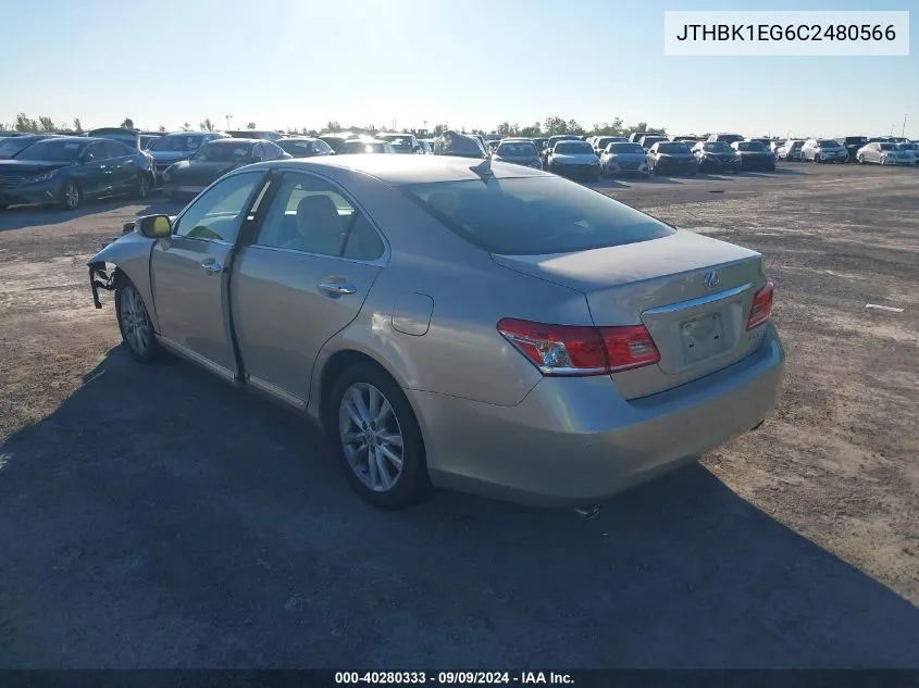 2012 Lexus Es 350 VIN: JTHBK1EG6C2480566 Lot: 40280333