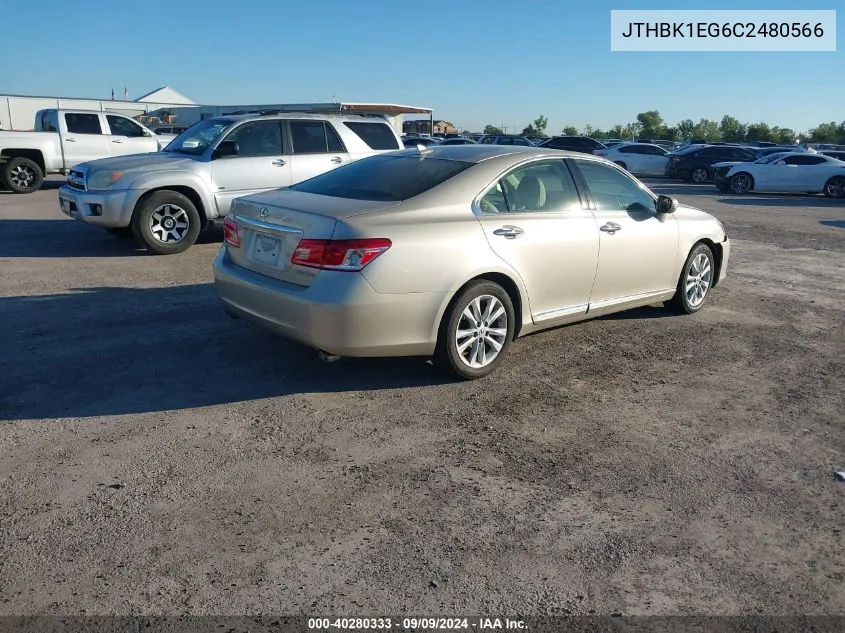 2012 Lexus Es 350 VIN: JTHBK1EG6C2480566 Lot: 40280333