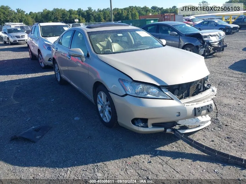 2012 Lexus Es 350 350 VIN: JTHBK1EGXC2506103 Lot: 40308511