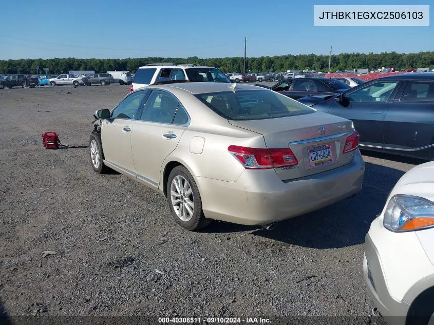 2012 Lexus Es 350 350 VIN: JTHBK1EGXC2506103 Lot: 40308511