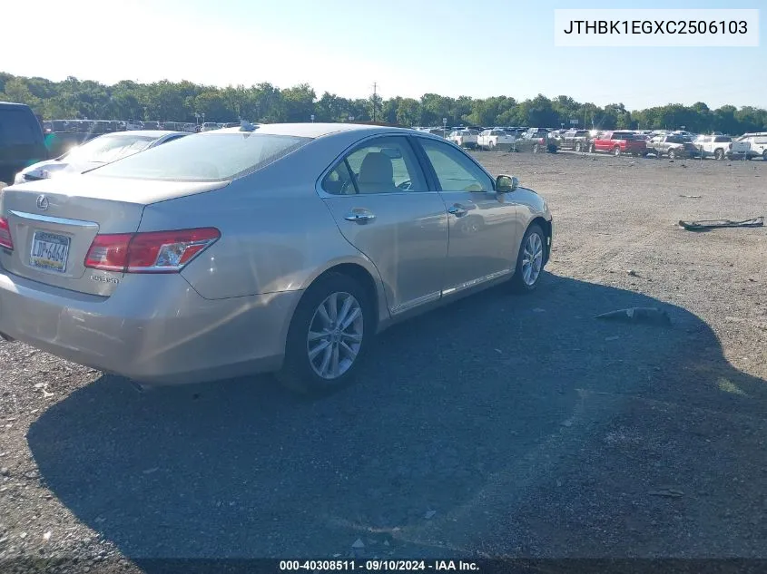 2012 Lexus Es 350 350 VIN: JTHBK1EGXC2506103 Lot: 40308511