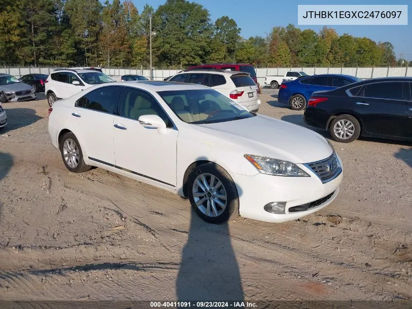 2012 Lexus Es 350 VIN: JTHBK1EGXC2476097 Lot: 40411091