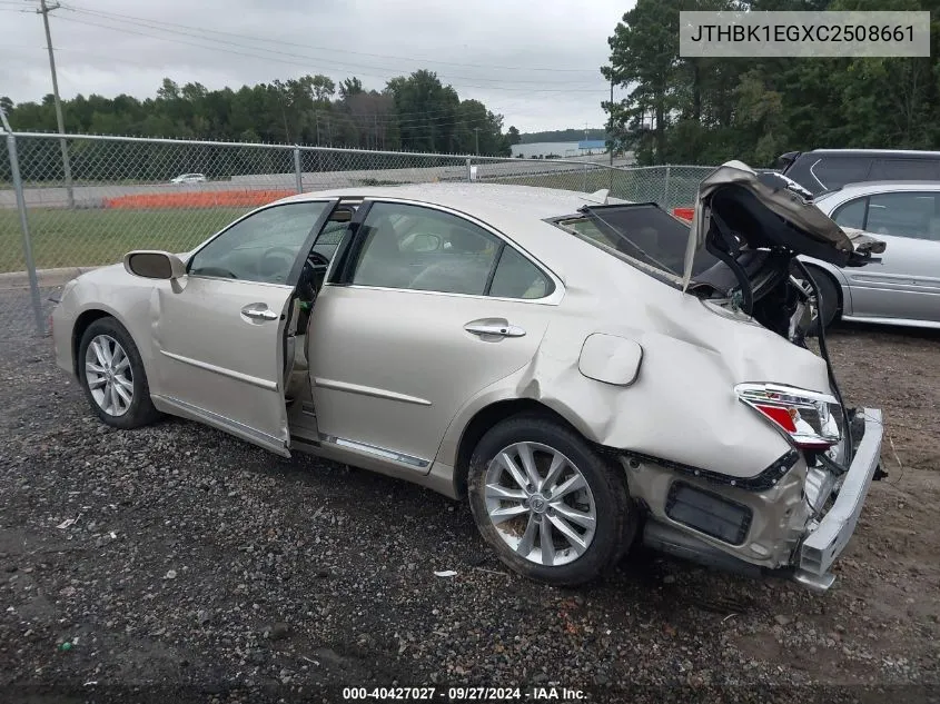 2012 Lexus Es 350 VIN: JTHBK1EGXC2508661 Lot: 40427027