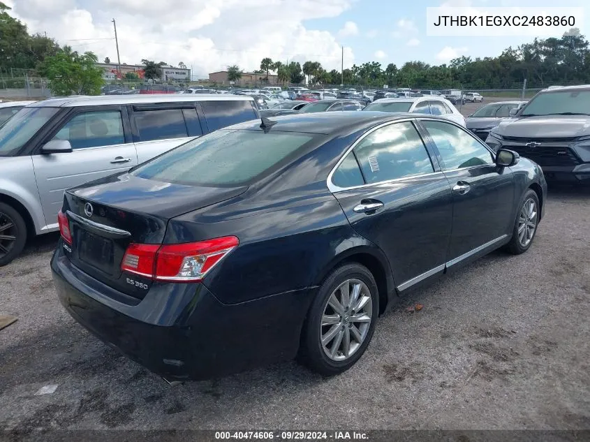 2012 Lexus Es 350 350 VIN: JTHBK1EGXC2483860 Lot: 40474606