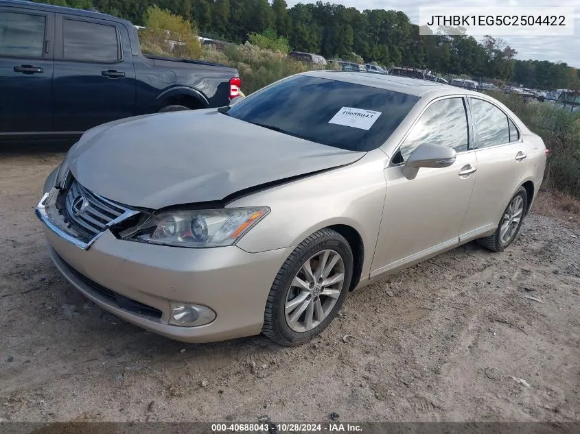 2012 Lexus Es 350 VIN: JTHBK1EG5C2504422 Lot: 40688043