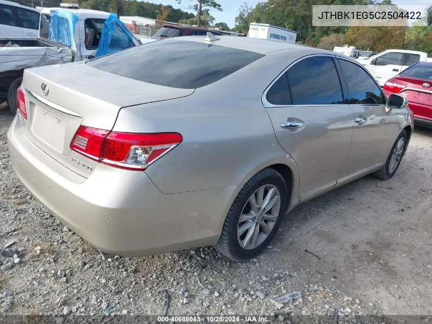 2012 Lexus Es 350 VIN: JTHBK1EG5C2504422 Lot: 40688043