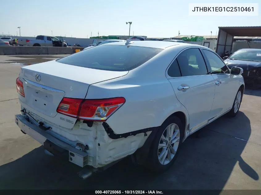 2012 Lexus Es 350 VIN: JTHBK1EG1C2510461 Lot: 40725065