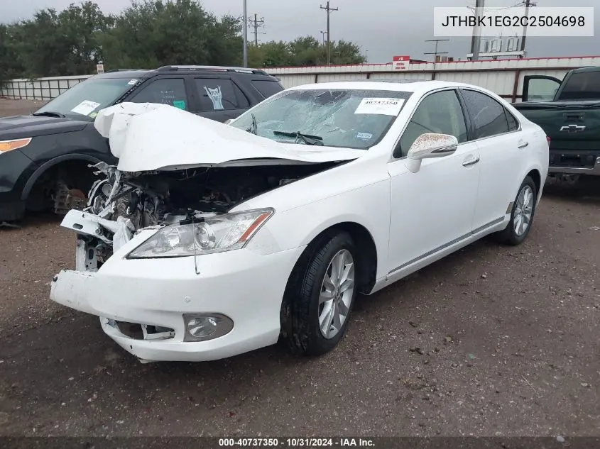 2012 Lexus Es 350 VIN: JTHBK1EG2C2504698 Lot: 40737350