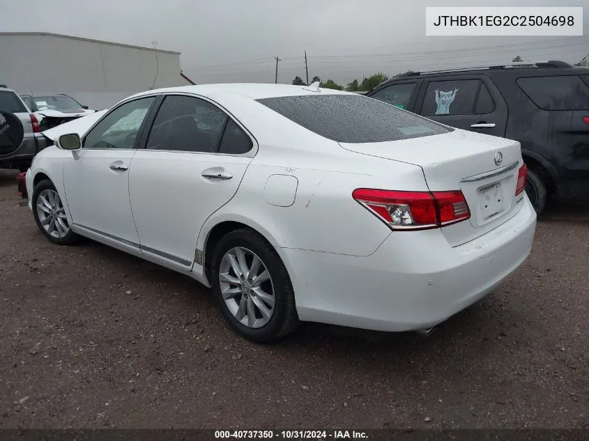 2012 Lexus Es 350 VIN: JTHBK1EG2C2504698 Lot: 40737350