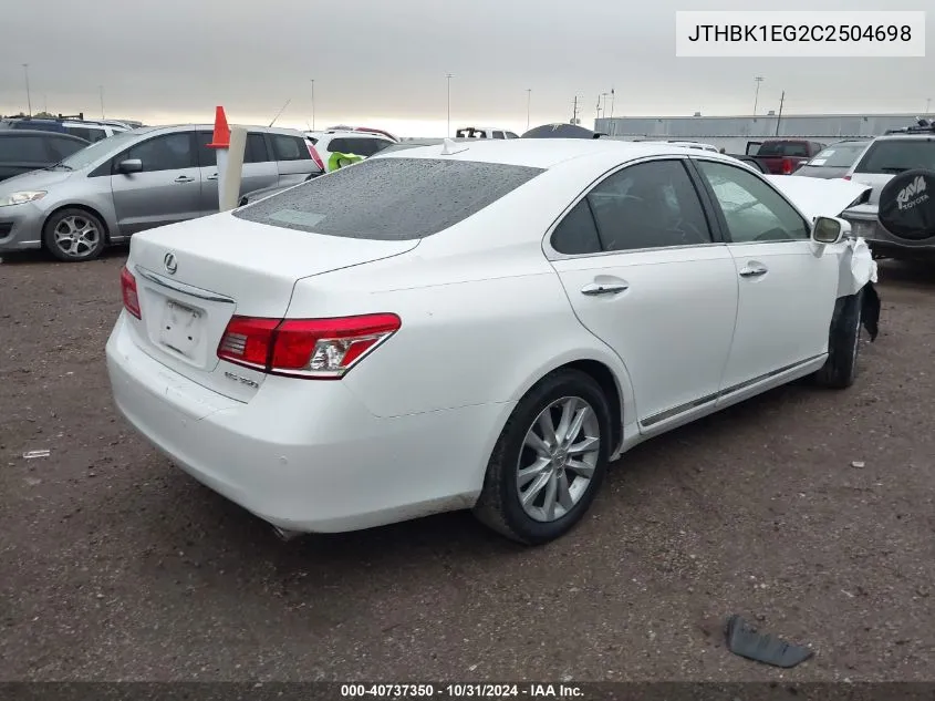 2012 Lexus Es 350 VIN: JTHBK1EG2C2504698 Lot: 40737350