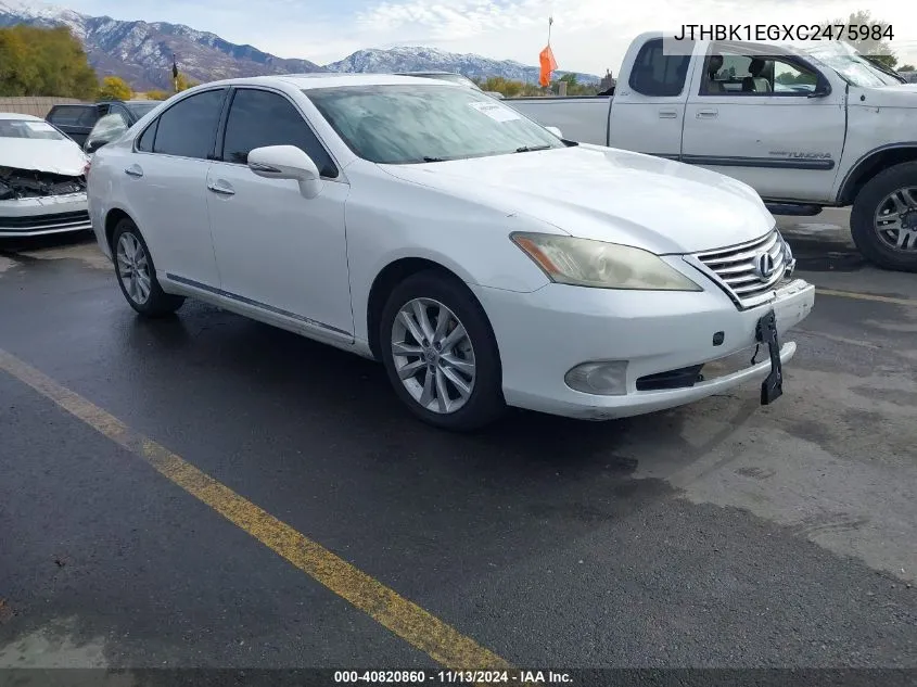 JTHBK1EGXC2475984 2012 Lexus Es 350