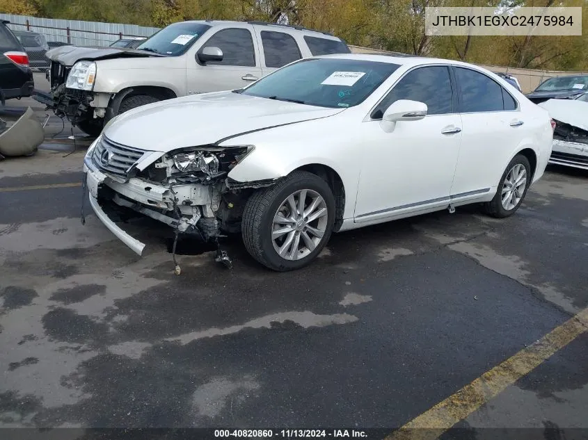 JTHBK1EGXC2475984 2012 Lexus Es 350