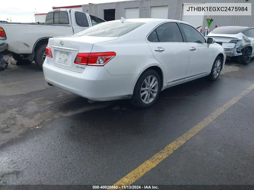 JTHBK1EGXC2475984 2012 Lexus Es 350