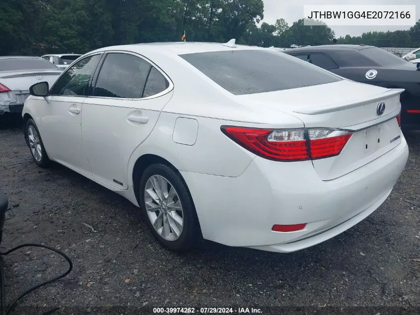 2014 Lexus Es 300H VIN: JTHBW1GG4E2072166 Lot: 39974252