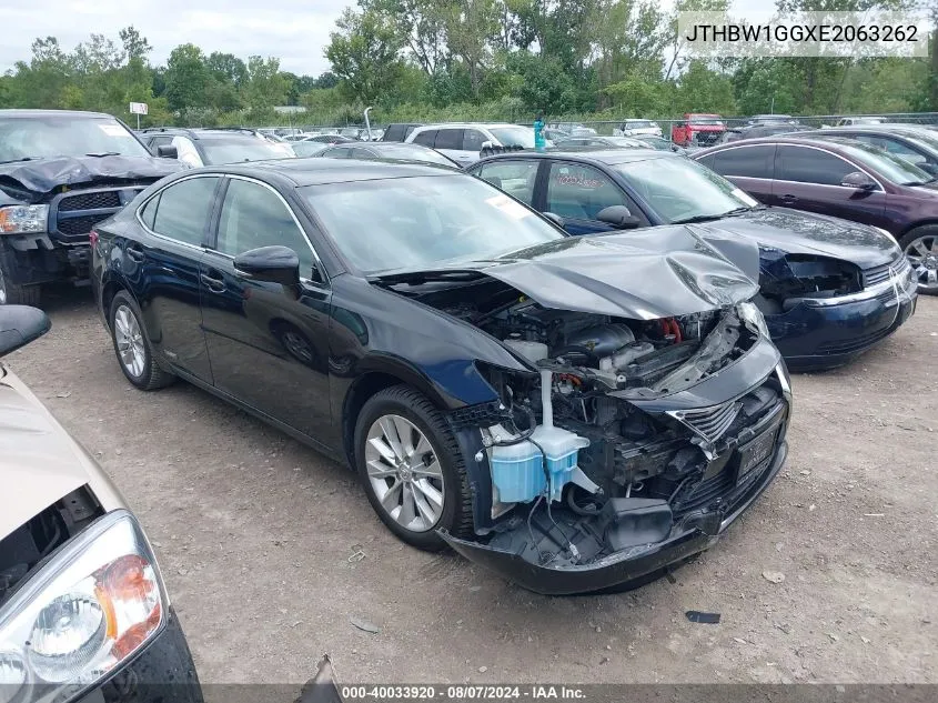 2014 Lexus Es 300H VIN: JTHBW1GGXE2063262 Lot: 40033920