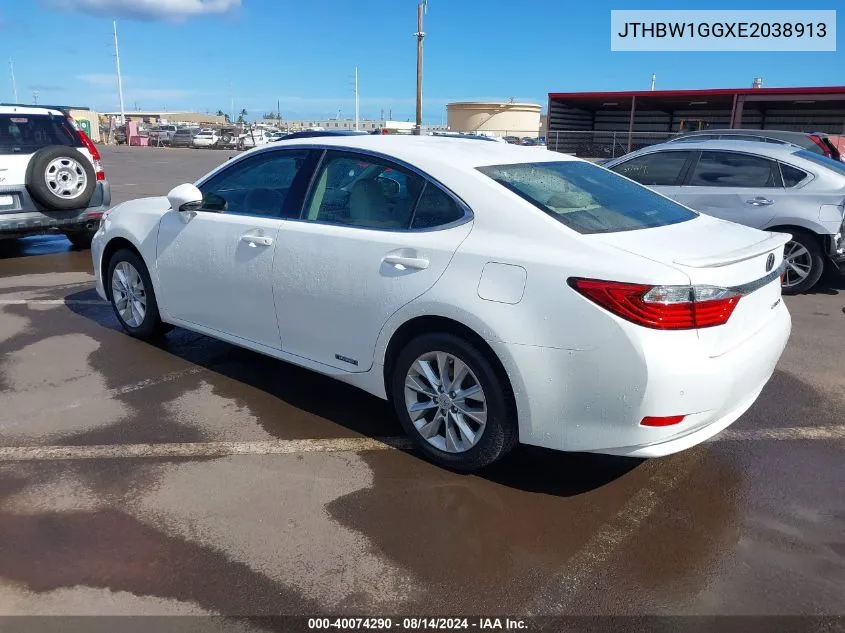 2014 Lexus Es 300H VIN: JTHBW1GGXE2038913 Lot: 40074290