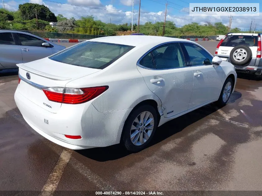 2014 Lexus Es 300H VIN: JTHBW1GGXE2038913 Lot: 40074290